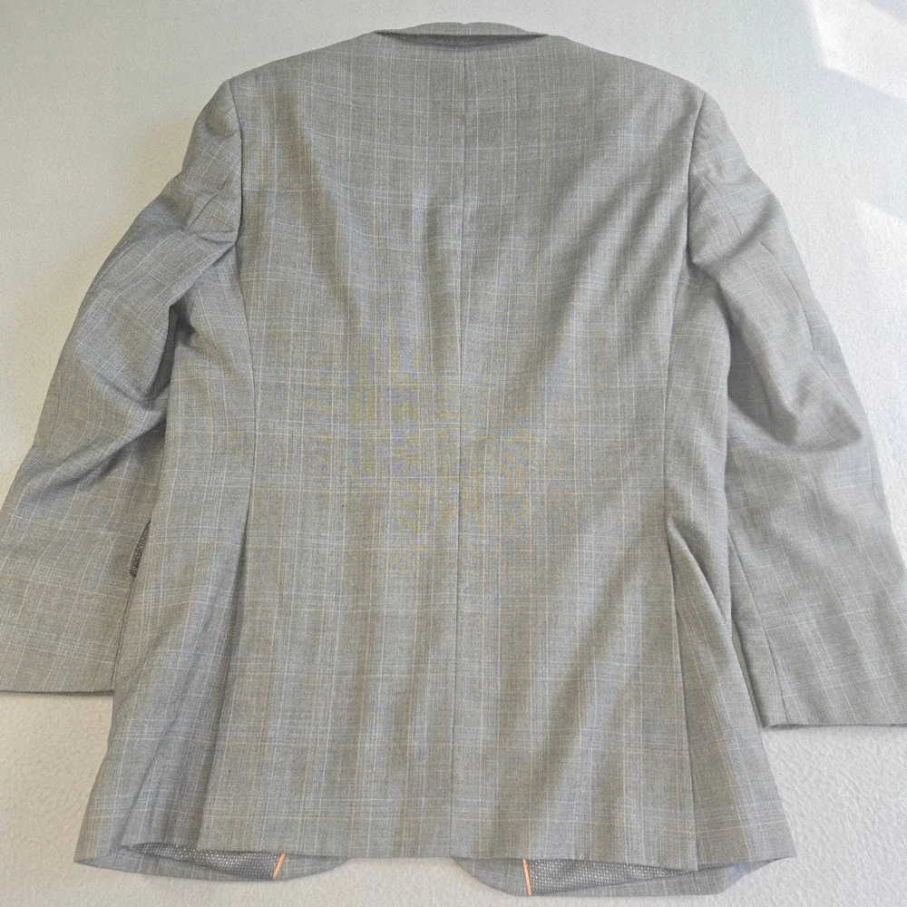 Bocaccio Uomo Blazer Mens 38S Grey Plaid Two Button Sport Coat Tailored Fit